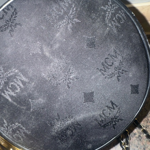 MCM Black Monogram Bucket Crossbody with Gold Chain - Picture 3 of 7